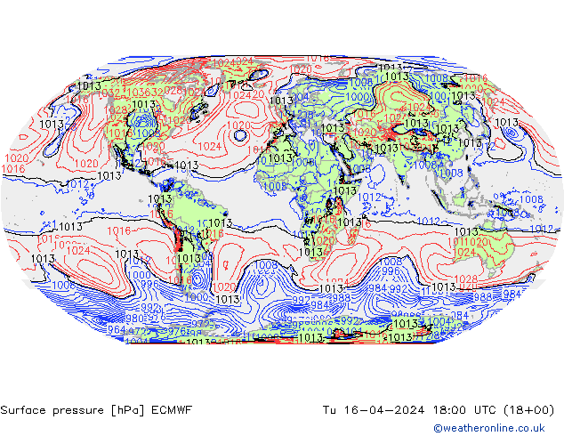 Surface pressure ECMWF Tu 16.04.2024 18 UTC