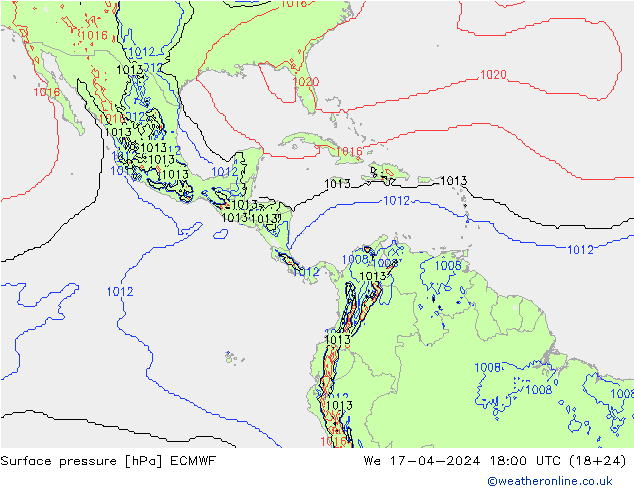 Pressione al suolo ECMWF mer 17.04.2024 18 UTC