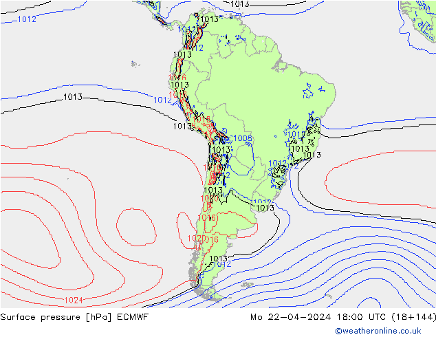 Surface pressure ECMWF Mo 22.04.2024 18 UTC