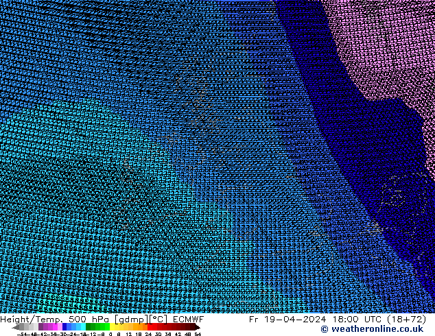 Height/Temp. 500 hPa ECMWF Fr 19.04.2024 18 UTC