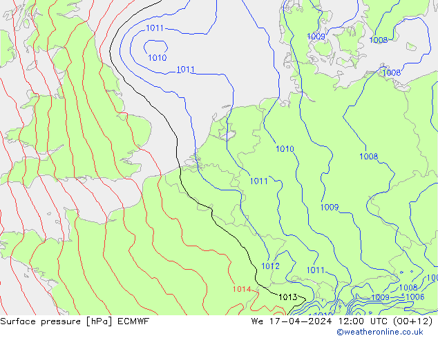 Bodendruck ECMWF Mi 17.04.2024 12 UTC