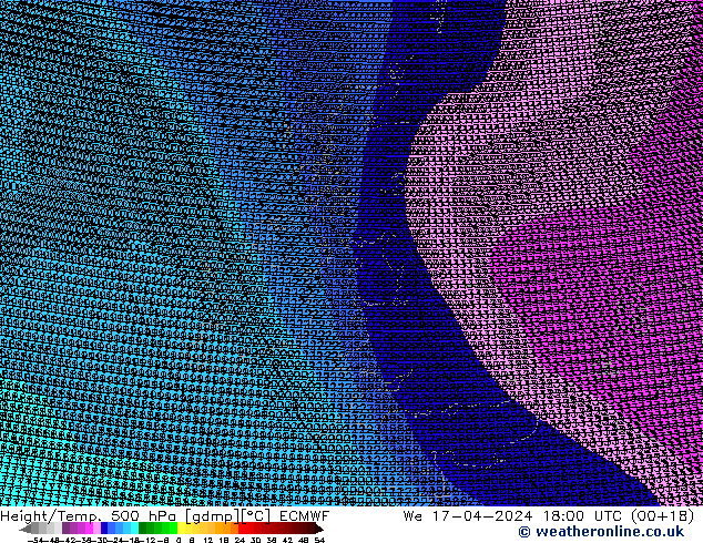 Height/Temp. 500 hPa ECMWF We 17.04.2024 18 UTC