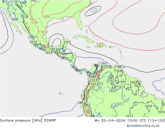 pression de l'air ECMWF lun 22.04.2024 12 UTC
