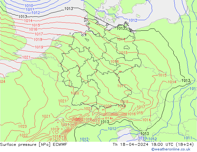 pression de l'air ECMWF jeu 18.04.2024 18 UTC