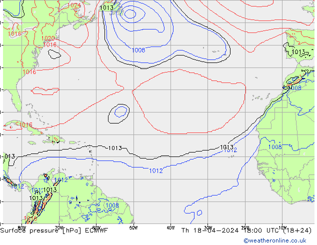 Surface pressure ECMWF Th 18.04.2024 18 UTC