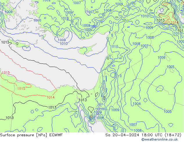 Surface pressure ECMWF Sa 20.04.2024 18 UTC