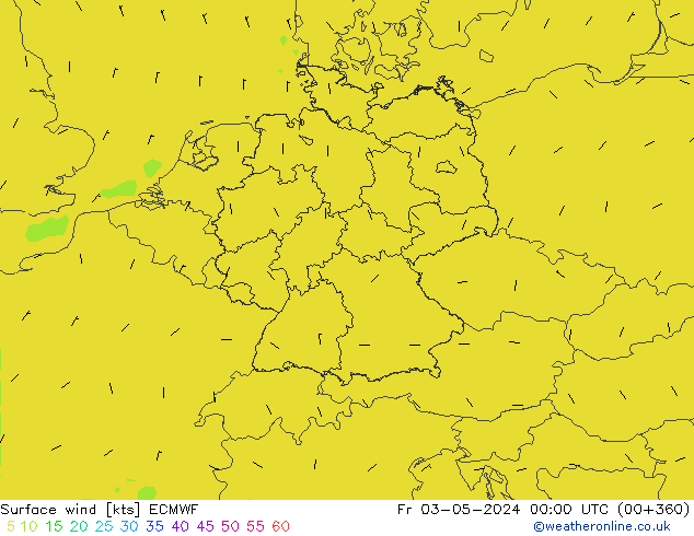 Surface wind ECMWF Fr 03.05.2024 00 UTC