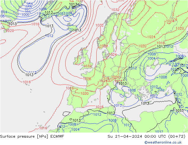 Surface pressure ECMWF Su 21.04.2024 00 UTC
