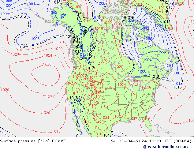 Bodendruck ECMWF So 21.04.2024 12 UTC