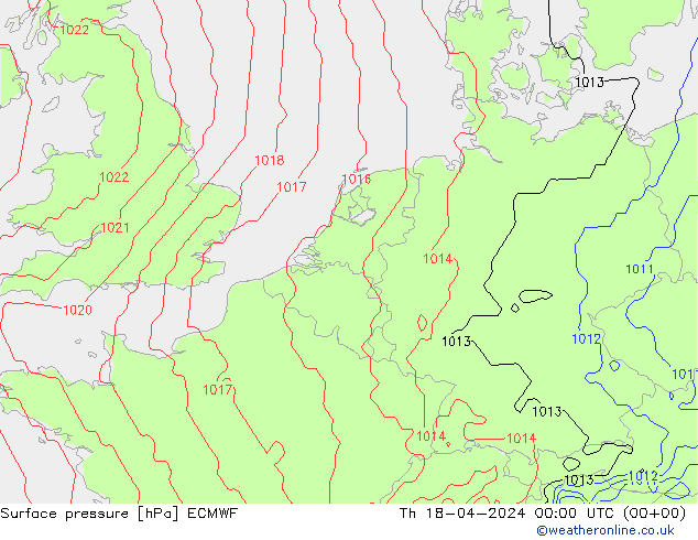 pressão do solo ECMWF Qui 18.04.2024 00 UTC