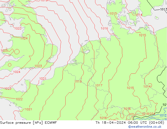 Bodendruck ECMWF Do 18.04.2024 06 UTC