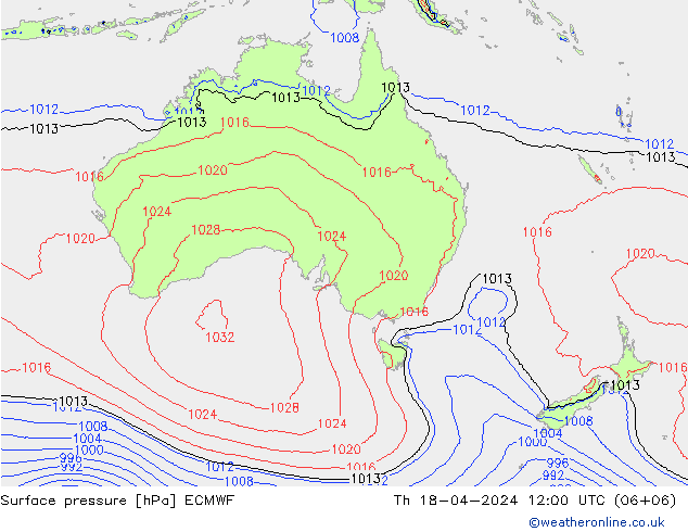 Surface pressure ECMWF Th 18.04.2024 12 UTC