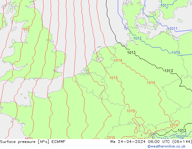 Bodendruck ECMWF Mi 24.04.2024 06 UTC