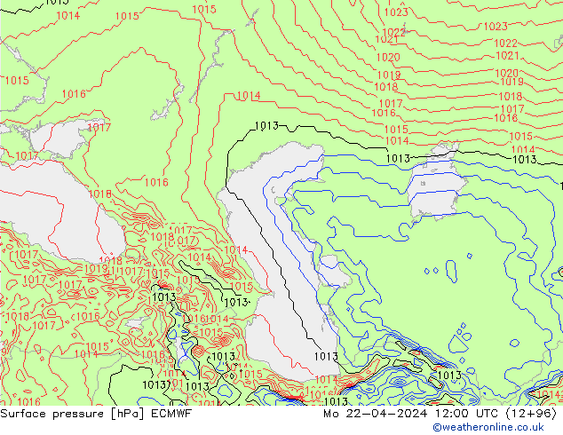 Surface pressure ECMWF Mo 22.04.2024 12 UTC