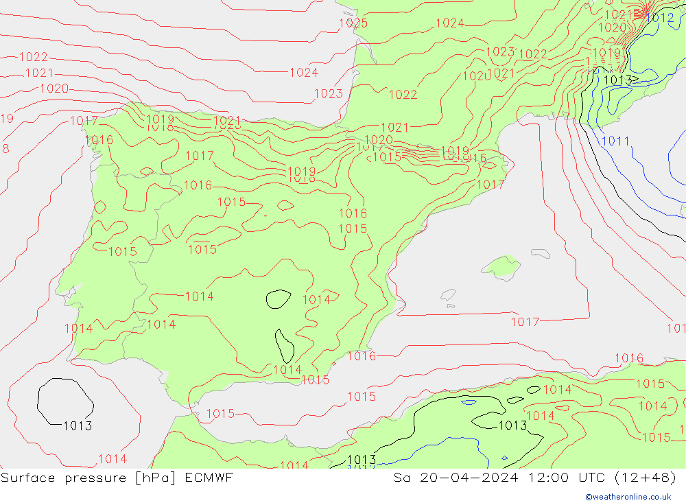 Yer basıncı ECMWF Cts 20.04.2024 12 UTC
