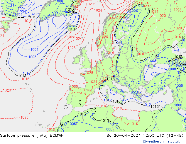 pression de l'air ECMWF sam 20.04.2024 12 UTC