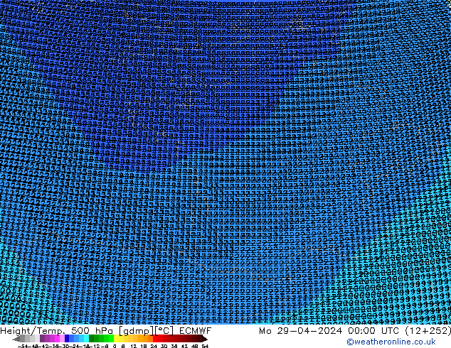 Height/Temp. 500 hPa ECMWF  29.04.2024 00 UTC