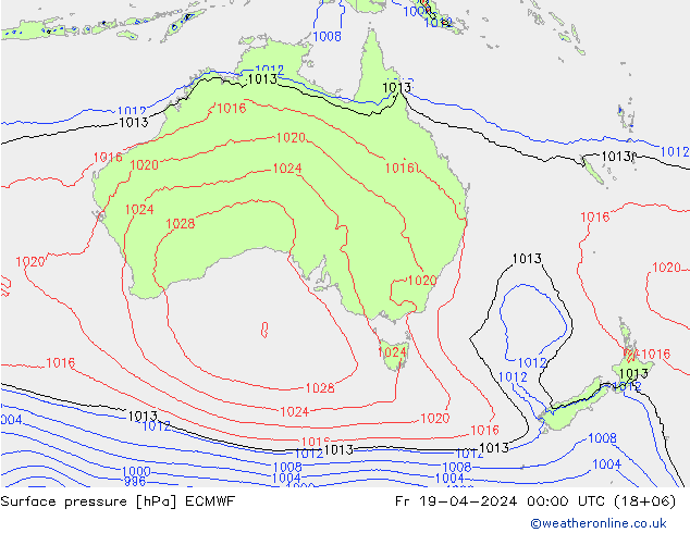 приземное давление ECMWF пт 19.04.2024 00 UTC