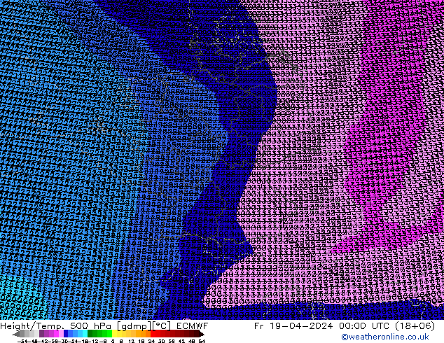 Yükseklik/Sıc. 500 hPa ECMWF Cu 19.04.2024 00 UTC