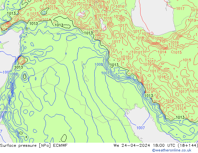 Atmosférický tlak ECMWF St 24.04.2024 18 UTC