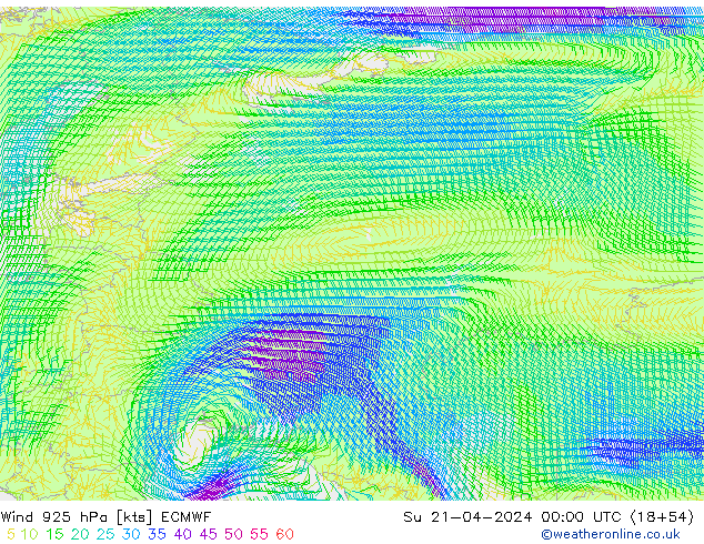 Wind 925 hPa ECMWF Su 21.04.2024 00 UTC