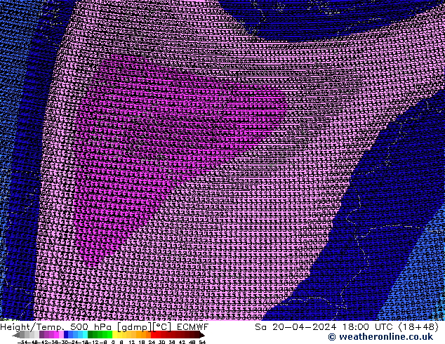 Height/Temp. 500 hPa ECMWF  20.04.2024 18 UTC