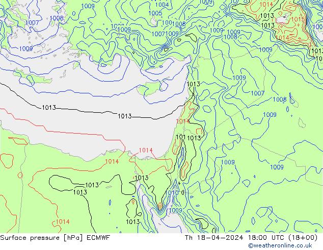 Atmosférický tlak ECMWF Čt 18.04.2024 18 UTC