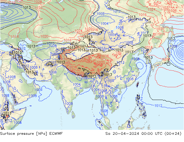 pressão do solo ECMWF Sáb 20.04.2024 00 UTC