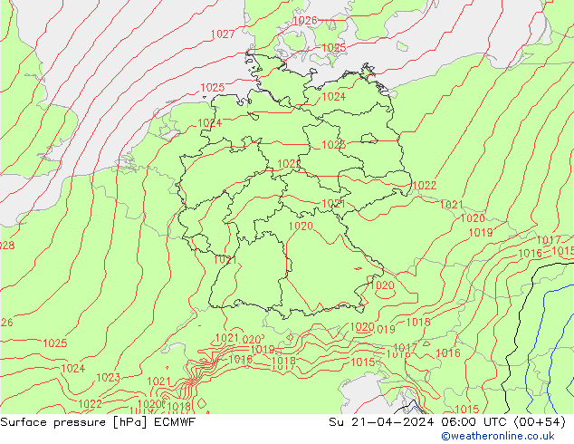 Bodendruck ECMWF So 21.04.2024 06 UTC
