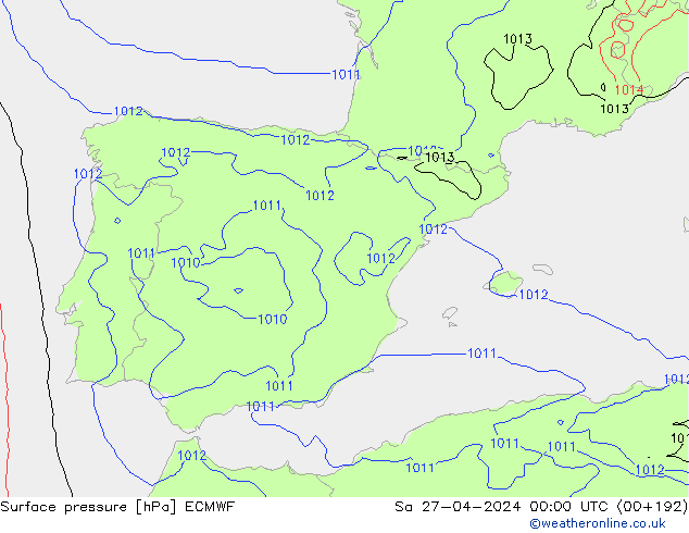 pressão do solo ECMWF Sáb 27.04.2024 00 UTC