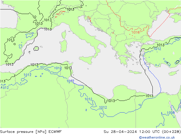 Yer basıncı ECMWF Paz 28.04.2024 12 UTC