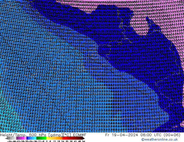 Height/Temp. 500 hPa ECMWF Fr 19.04.2024 06 UTC
