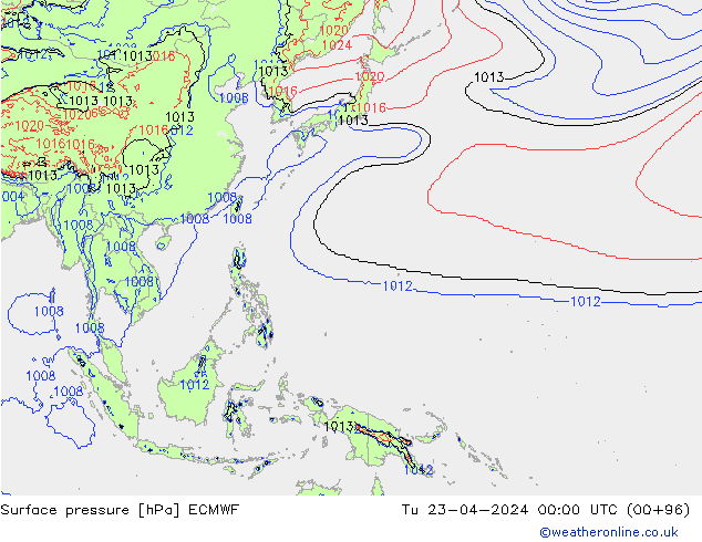 Yer basıncı ECMWF Sa 23.04.2024 00 UTC