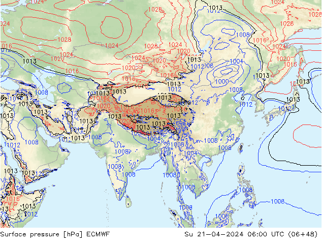pression de l'air ECMWF dim 21.04.2024 06 UTC