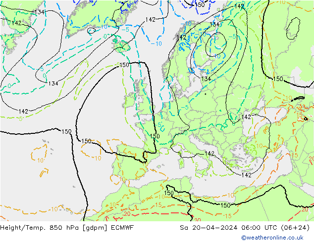 Height/Temp. 850 hPa ECMWF  20.04.2024 06 UTC