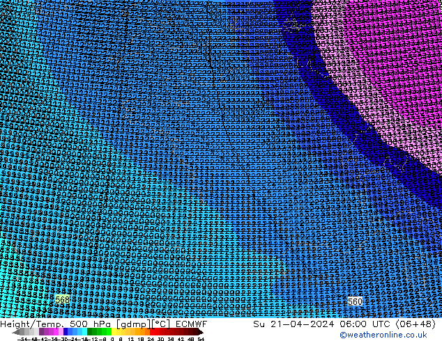 Height/Temp. 500 hPa ECMWF Ne 21.04.2024 06 UTC