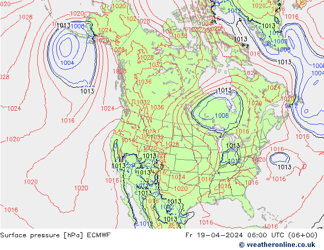pression de l'air ECMWF ven 19.04.2024 06 UTC