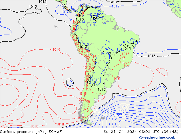 Yer basıncı ECMWF Paz 21.04.2024 06 UTC