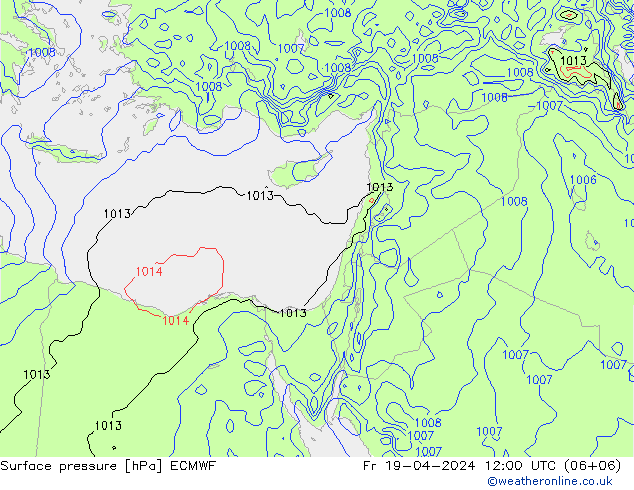 Surface pressure ECMWF Fr 19.04.2024 12 UTC