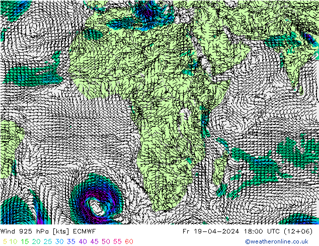 Wind 925 hPa ECMWF Fr 19.04.2024 18 UTC