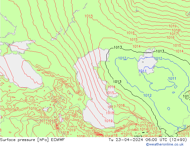 Surface pressure ECMWF Tu 23.04.2024 06 UTC