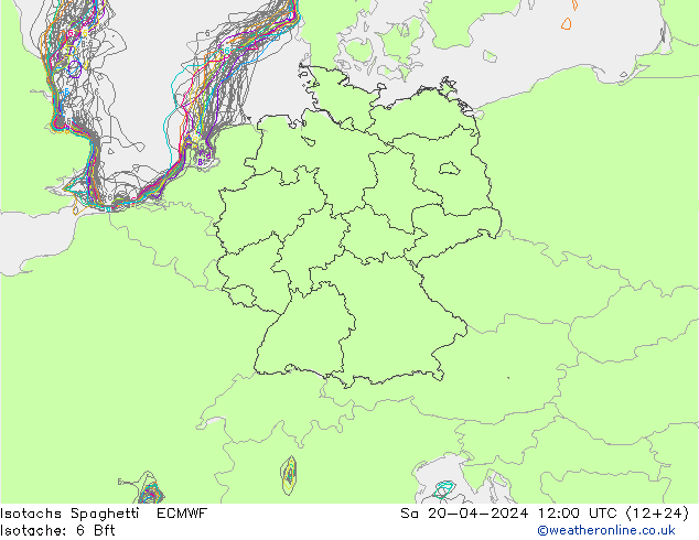 Isotachs Spaghetti ECMWF sam 20.04.2024 12 UTC