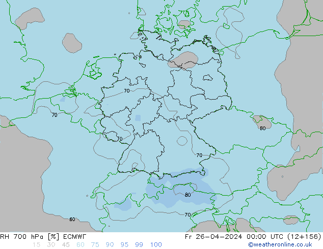 RH 700 hPa ECMWF Fr 26.04.2024 00 UTC