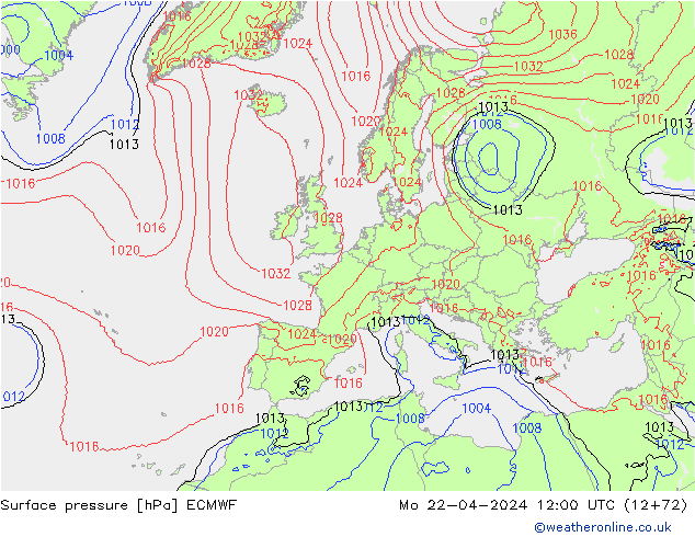 pression de l'air ECMWF lun 22.04.2024 12 UTC