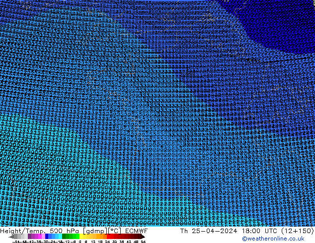 Height/Temp. 500 hPa ECMWF Th 25.04.2024 18 UTC
