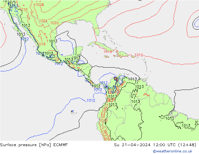 pression de l'air ECMWF dim 21.04.2024 12 UTC