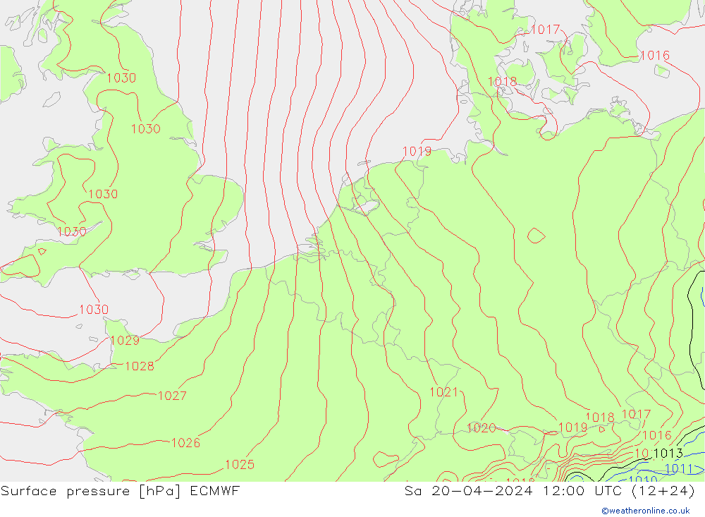 Surface pressure ECMWF Sa 20.04.2024 12 UTC
