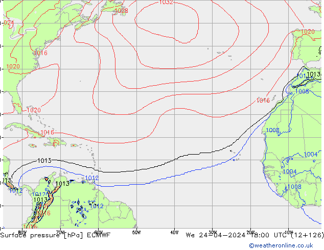 ciśnienie ECMWF śro. 24.04.2024 18 UTC