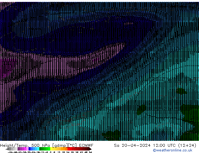 Height/Temp. 500 hPa ECMWF Sa 20.04.2024 12 UTC