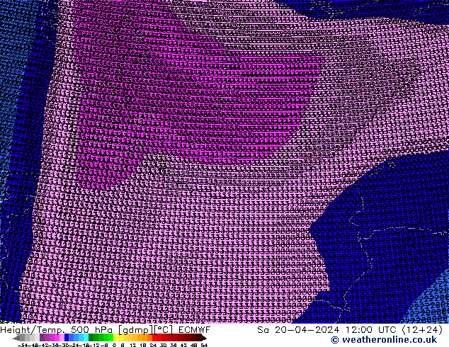 Hoogte/Temp. 500 hPa ECMWF za 20.04.2024 12 UTC